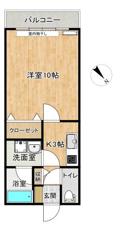 マイスタじあむ日宇(1K/2階)の間取り写真