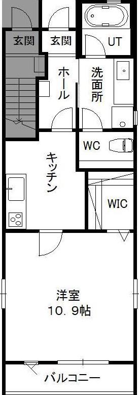 ヒルズレジデンシャルC(1K/1階)の間取り写真