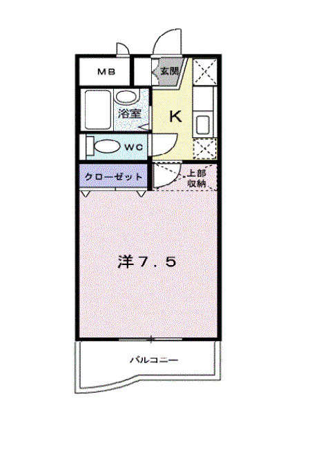 ヴェルジュ萩原(1K/1階)の間取り写真