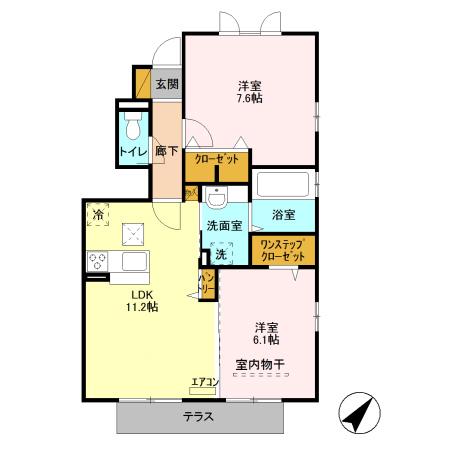 ディアコートK(2LDK/1階)の間取り写真