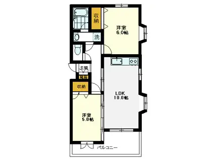 ロジュマン(2LDK/1階)の間取り写真