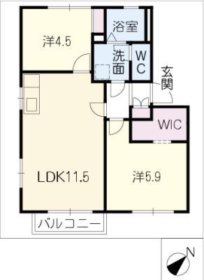 オデッセイ島田(2LDK/2階)の間取り写真