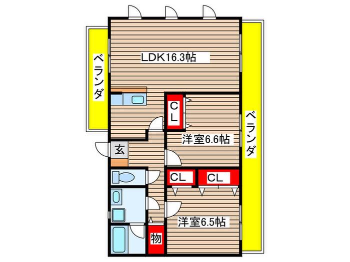 シャトレ徳重(2LDK/3階)の間取り写真
