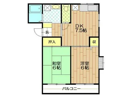 第二浅野マンション(2DK/3階)の間取り写真