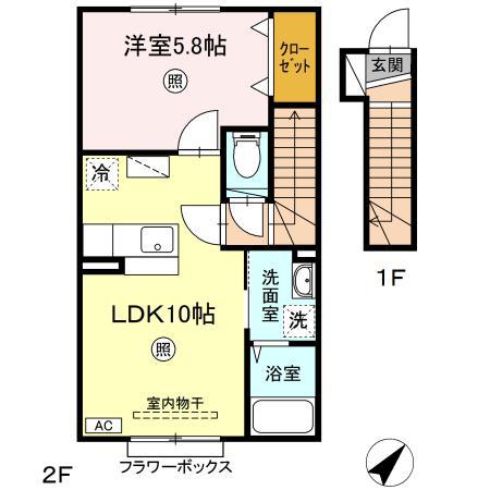 ビビットS.I(1LDK/2階)の間取り写真