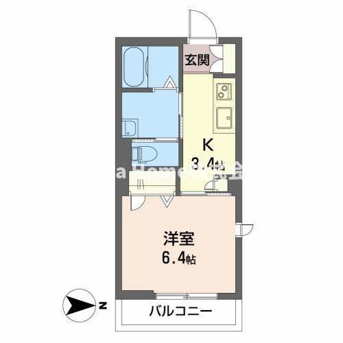 プロヌーブ 颯士(1K/2階)の間取り写真