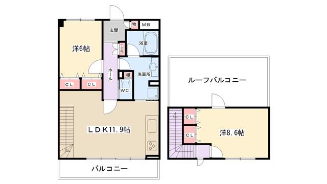 ベルフォート小田急相模原(2LDK/4階)の間取り写真
