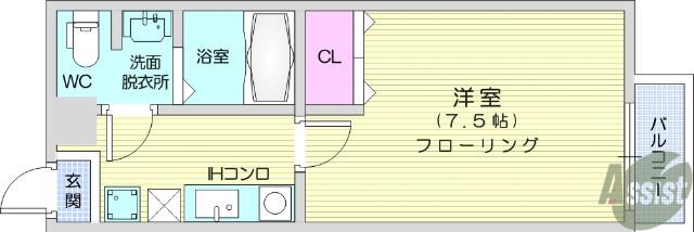 リングフィールド連坊駅前Ⅱ(1K/1階)の間取り写真