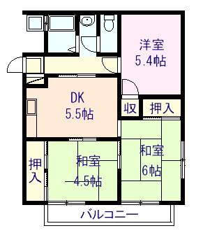 ハイツ古石(3DK/2階)の間取り写真