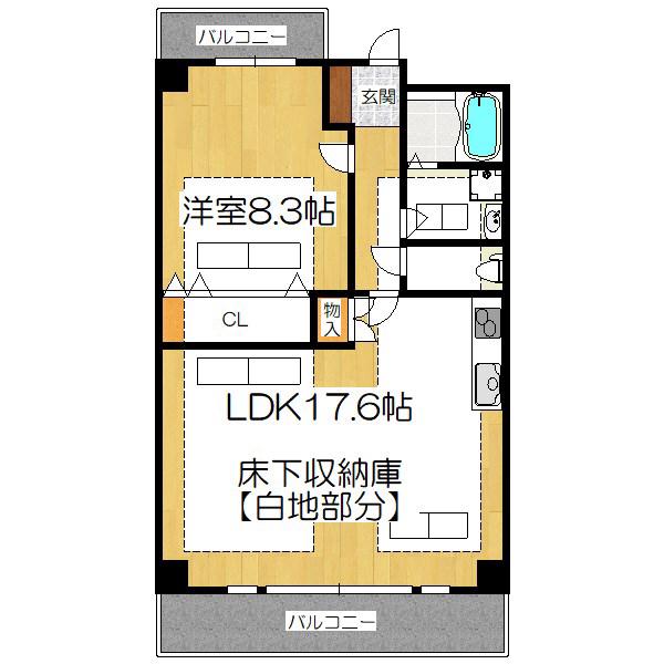 ルネスパレス西野(1LDK/2階)の間取り写真
