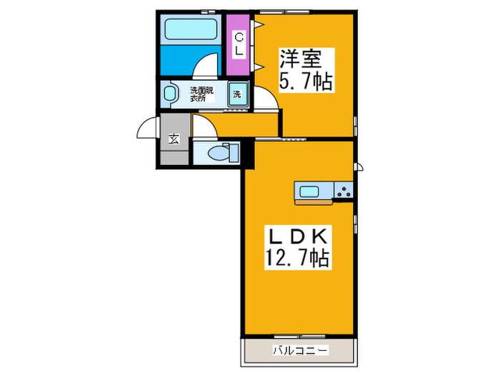 マーベラス三国ヶ丘(1LDK/2階)の間取り写真