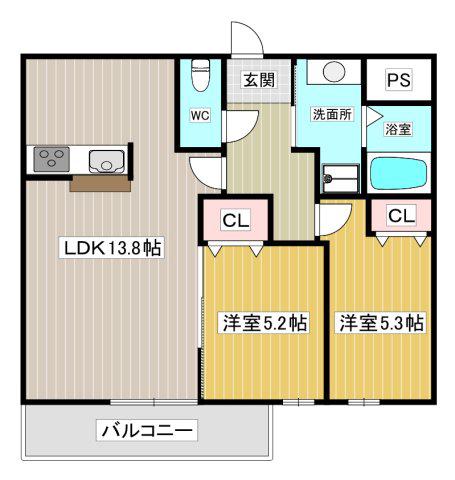  リヴェール西宮(2LDK/3階)の間取り写真