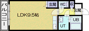 リバティ南郷17(ワンルーム/2階)の間取り写真