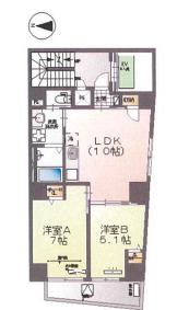 カーサグランデ日本橋小網町(2LDK/7階)の間取り写真