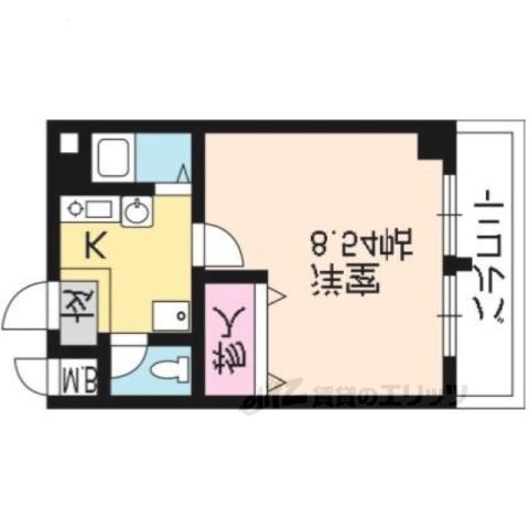 ヴィラカラスマ五条(1K/3階)の間取り写真