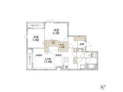 市ノ坪メゾン(2LDK/3階)の間取り写真