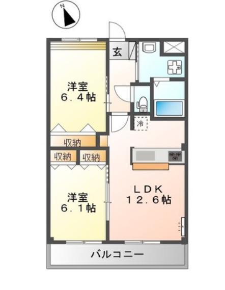 ファビュラス(2LDK/2階)の間取り写真