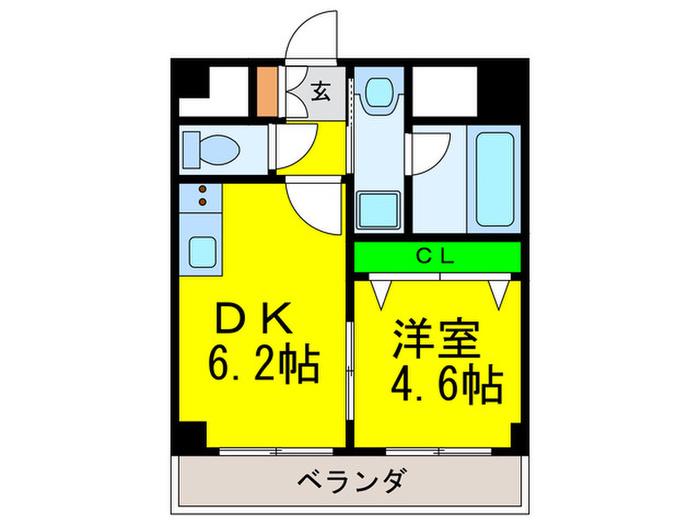 ファイブコート宿院(1DK/7階)の間取り写真
