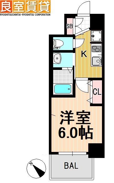 エステムコート名古屋金山サウスゲート(1K/12階)の間取り写真