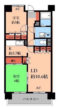 ヴィルドミール成城(2LDK/1階)の間取り写真