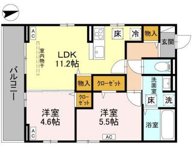 LA DOUCEUR戸田公園(2LDK/1階)の間取り写真