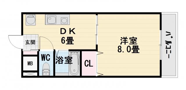 レジデンスパートIV(1DK/3階)の間取り写真