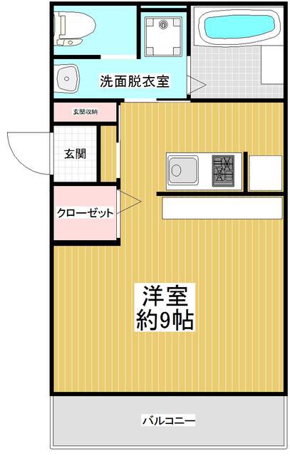 モントレー岸谷(ワンルーム/1階)の間取り写真