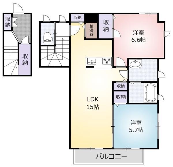 RESIDENCIA LUCEREGALO VIENTO(2LDK/2階)の間取り写真