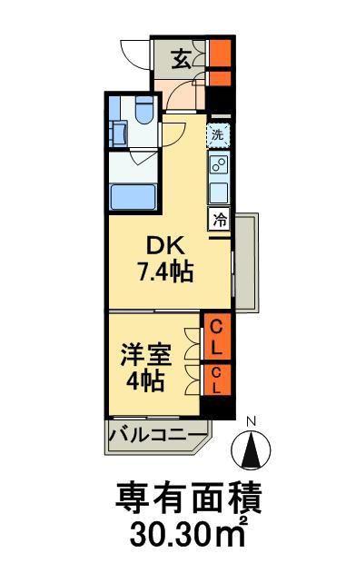 パークアクシス清澄白河(1DK/3階)の間取り写真