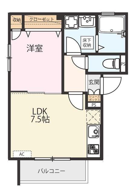ル・ヴィラージュ北小岩(1LDK/1階)の間取り写真