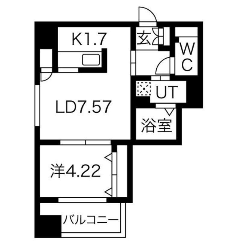 REGALO菊水二条(1LDK/10階)の間取り写真