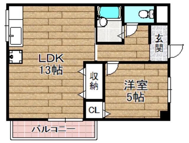 マンション一里塚(1LDK/4階)の間取り写真