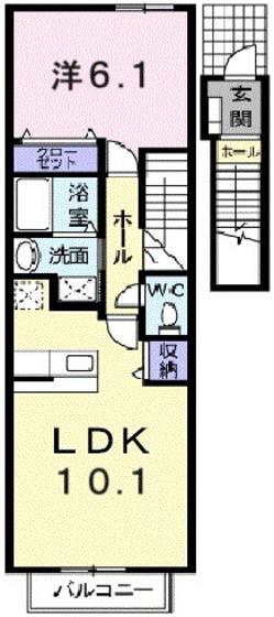カノン・エス(1LDK/2階)の間取り写真