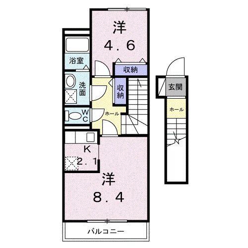 エミールシャラン・II(1LDK/2階)の間取り写真