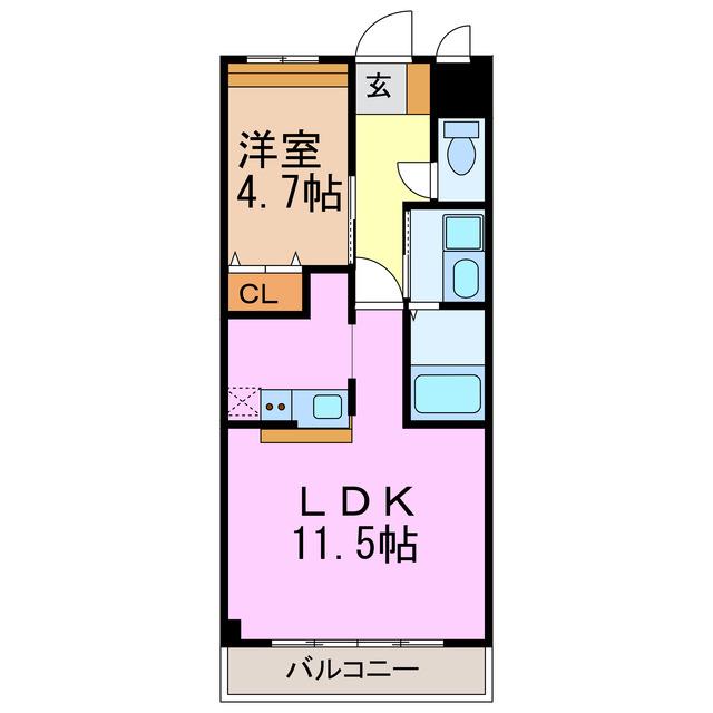 ルナ クラウン(1LDK/1階)の間取り写真