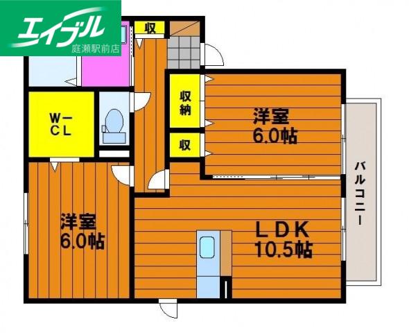 アシュランスA (2LDK/2階)の間取り写真