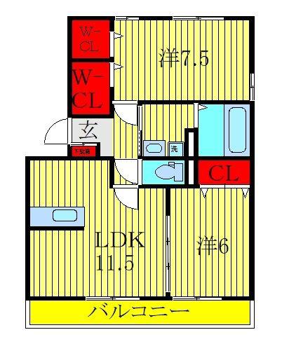 リビングタウンみつわ台(2LDK/1階)の間取り写真