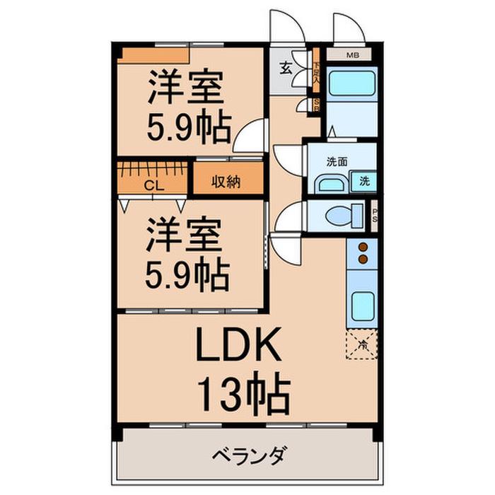 リヴェール ドミール(2LDK/1階)の間取り写真