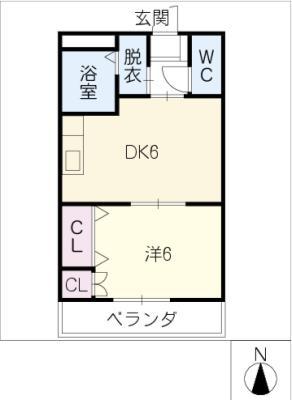 オークファクトリー瑞穂(1DK/1階)の間取り写真