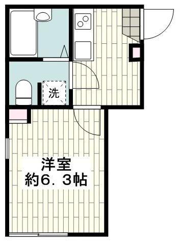 ヴェルデ中原(1K/2階)の間取り写真