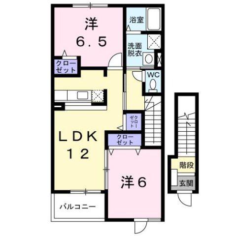 フォレスタ ロヴィーネ 1(2LDK/2階)の間取り写真