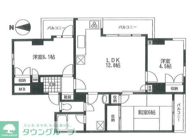 エクセルハイム常盤(3LDK/2階)の間取り写真