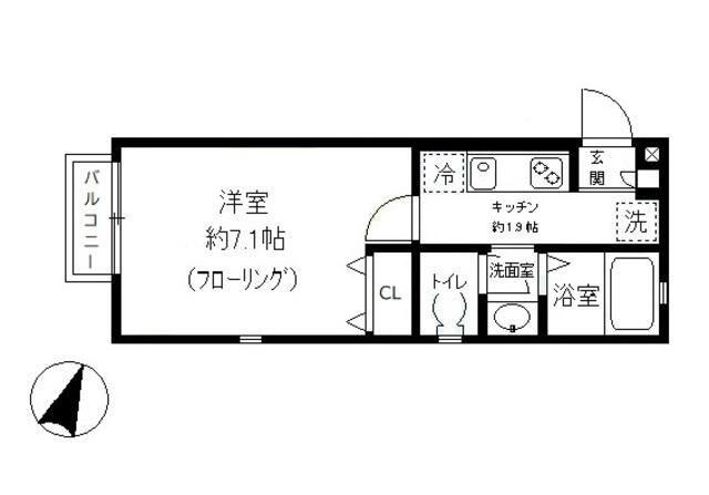 クレール西蒲田(1K/2階)の間取り写真