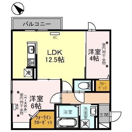 アリビオ駅西(2LDK/3階)の間取り写真