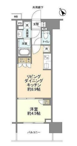 クレヴィア上野入谷(1LDK/3階)の間取り写真