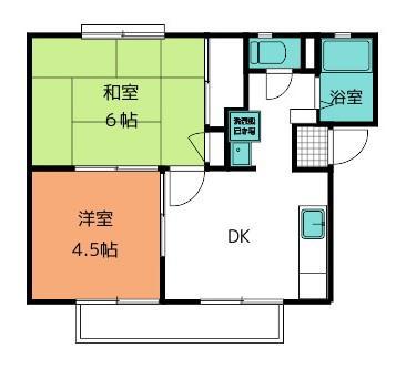 ハイツ北村(2DK/2階)の間取り写真