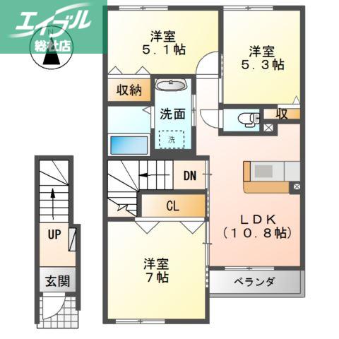 グレイス 天王(3LDK/2階)の間取り写真