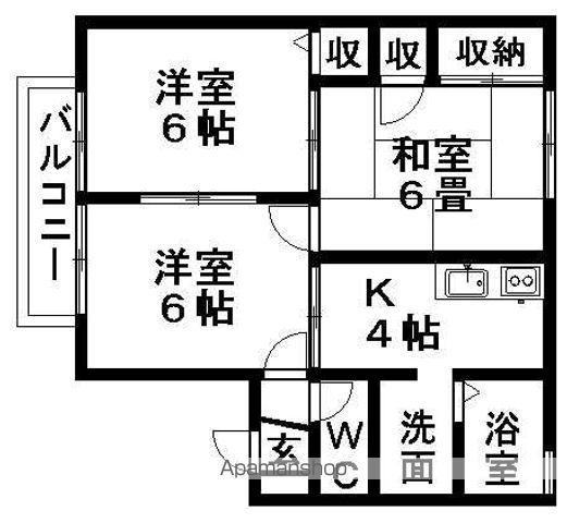 アドバンテージB棟(3K/2階)の間取り写真