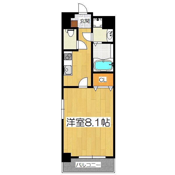 BRIGHT COURT 京都山科駅前(1K/3階)の間取り写真