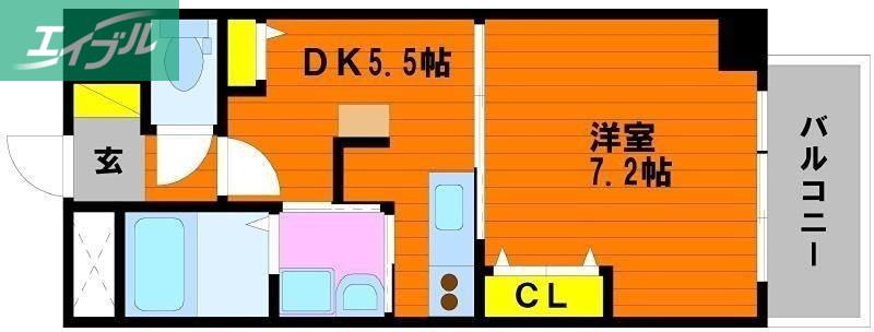 ラフィーネ大供(1DK/5階)の間取り写真